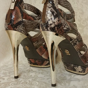 Snake Skin Print Heels / Stilettos JLO Gold Heels